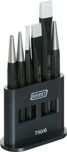 Produktbild: HAZET Meißel-, Durchtreiber-, Körner-Satz 750/6 I 6-teiliges Set I mit Kunststoffständer I aus Chrom-Vanadium Stahl