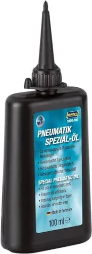 Produktbild: HAZET Pneumatik-Öl 9400-100 I Füllmenge: 100 ml I Zur Verwendung in motorbetriebenen Pneumatik-Werkzeugen - verringert Luftmotor-Verschleiß und erhöht Maschinenstandzeiten I Made in Germany