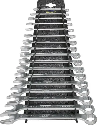 Produktbild: HAZET Ring-Maulschlüssel-Satz 603/17H I 17 Werkzeuge, Abtrieb: Außen Doppel-Sechskant, Schlüsselweite: 6-24 mm, schlanker Ringschlüssel-Schaft mit extra stabilem Doppel T-Profil