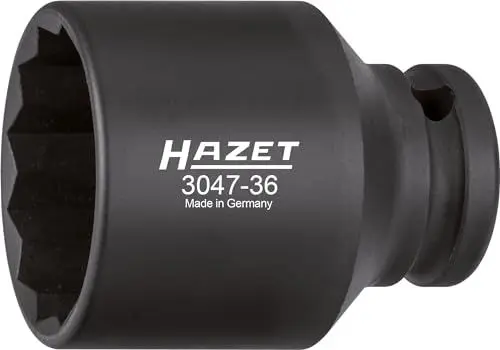 Produktbild: HAZET Schlag-, Maschinenschrauber Steckschlüsseleinsatz 3047-36 I Doppelsechskant I Schlüsselweite 36 mm I für Maschinenbetätigung