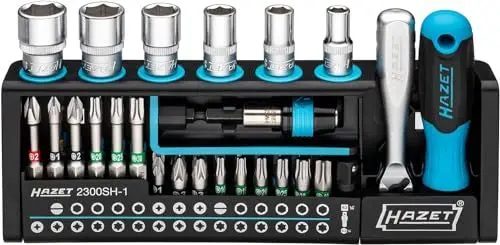 Produktbild: HAZET SmartHolder Werkzeug-Halter 2300SH-1 I 39-teiliges Werkzeug Bit-Set, Antrieb: Sechskant 6,3 (1/4 Zoll), Vierkant 6,3 mm (1/4 Zoll) I praktischer Werkzeug Satz extrem handlich und kompakt