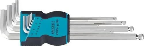 Produktbild: HAZET Winkelschraubendreher-Satz 2105LG/9H I 9-teilig in Kunststoffhalterung mit Kugelkopf, Innensechskant-Profil I besonders passend für schwer zugängliche Verschraubungen