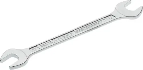 Produktbild: HAZET Doppel-Maulschlüssel 450N-17X19 verchromt, Schlüsselweite: 17 x 19 mm | Maulstellung: 15° | Schaft mit extra stabilem HAZET Doppel-T-Profil | Made in Germany