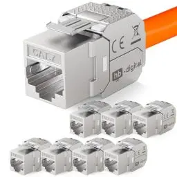 Produktbild: HB-DIGITAL 8x Keystone RJ45 CAT 7 Keystone Modul Schneidklemme (LSA) auf RJ45 Buchse STP bis zu 600MHz 10.000Mbit/s Einbaubuchse für CAT 5e/6/6a/7 Ethernet LAN Netzwerkkabel Patchpanel Netzwerkdose