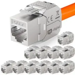 Produktbild: hb-digital 12x CAT 7 Keystone RJ45 Modul Buchse für LAN Kabel 10 Gbit/s bis 600 MHz AWG 22-24 werkzeuglos LSA vollgeschirmt STP Einbaubuchse für Patchpanel und Netzwerkdose