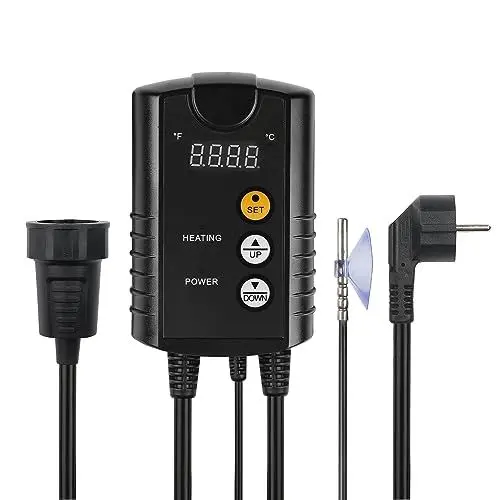 Produktbild: HBN Digitaler Temperaturregler mit fühler, Heizen Temperatursteuerung für Heizmatte, Samenkeimung, Reptilien und Brauzucht Inkubation Gewächshaus, 230V Thermostate
