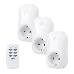 Produktbild: HBN Funksteckdose mit Fernbedienung 3680W, 3 Steckdosen+1 Handsender, Ferngesteuerte Stecker für Innen, Selbstlernfunktion, Reichweite 30m, Weiß