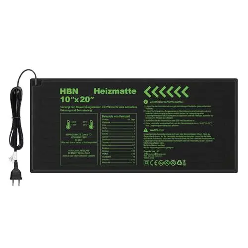 Produktbild: HBN Pflanzen Heizmatte Wärmematte Wärmeplatte für Sämling und Samen, 17.5W, Zimmergewächshaus Anzuchtplatte Heizkissen für Gemüse, Blumen, Kräuter, Terrarien, 50 x 25.7cm