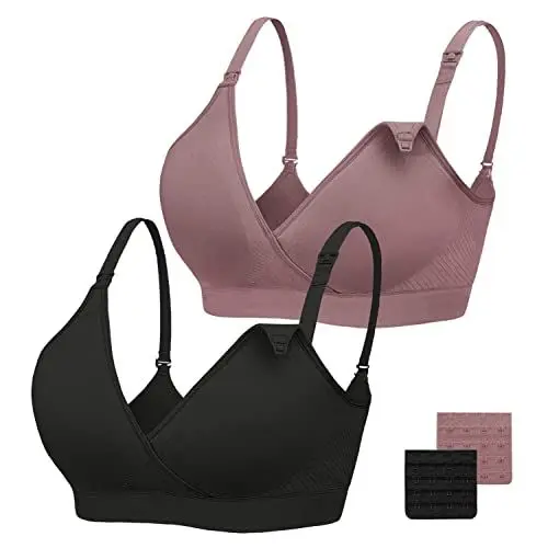 Produktbild: HBselect 2 Pcs Schwangerschafts Still BH Nahtloser Still-BH mit zusätzlichen BH-Verlängerungen Stillen und Schlaf Ohne Bügel für Damen