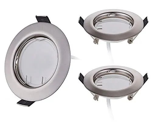Produktbild: HCFEI 3x LED Einbaustrahler Set super flach 3W, Edelstahl gebürstet, 230V, Dimmbar, 55mm Einbauloch, 120°Abstrahlwinkel (Warmweiß 3000K)
