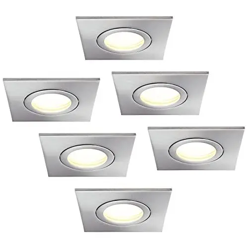 Produktbild: HCFEI 6er Set LED Einbaustrahler 5W dimmbar flach Eckig IP44 Badezimmer 230V Spot Außen Warmweiß 3000K