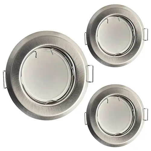 Produktbild: HCFEI LED Einbaustrahler ultra flach mit LED Spot Modul 230V I 3W 320lm I 120°Abstrahlwinkel I Dimmbar I Edelstahl gebürstet I 53-70mm Einbauloch I Einbauleuchte rund (3er Set - Warmweiß)