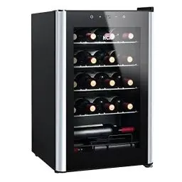 Produktbild: HCK 70L Weinkühlschrank für 24 Flaschen, 4-22°C Weinkühlschränke Flaschenkühlschrank, Getränkekühlschrank mit Glastür, Geräuscharmer Weinschrank, Frostfreie Glastür, Vollglas-Touchpanel, Schwarz