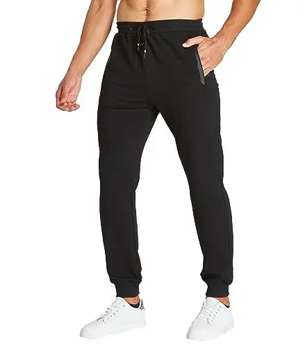 Produktbild: HCSS Jogginghose Herren Sweathose Trainingshose Herren Baumwolle Sporthose Lang Slim fit mit Elastische Bündchen(Schwarz-L)