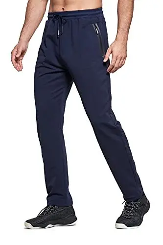 Produktbild: HCSS Jogginghose Herren Baumwolle Trainingshose Sporthose mit Reißverschlusstaschen(Blau-L)