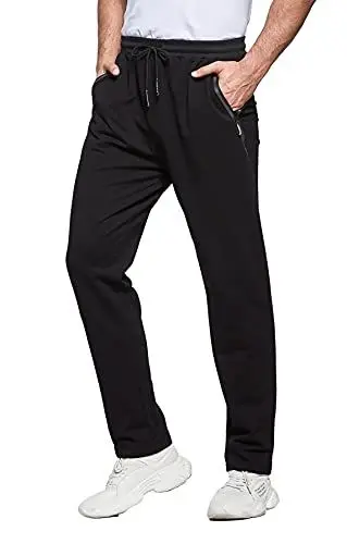 Produktbild: HCSS Jogginghose Herren Trainingshose Herren Sweathose Baumwolle Sporthose Lang Slim fit mit Reißverschlusstaschen(Schwarz-XXL)