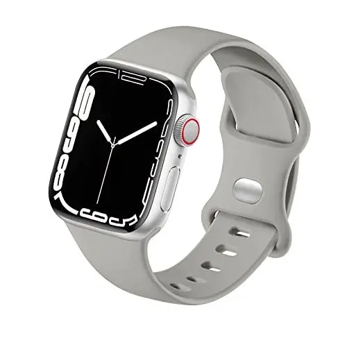 Produktbild: HdanMole Kompatibel mit Apple Watch Armband 38mm 40mm 41mm 42mm 44mm 45mm 46mm, Weiches Silikon Sport Armband Ersatz für iWatch Series 10 9 8 7 6 5 4 3 2 1 SE Herren Damen, Beton