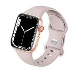 Produktbild: HdanMole Kompatibel mit Apple Watch Armband 38mm 40mm 41mm 42mm 44mm 45mm 46mm, Weiches Silikon Sport Armband Ersatz für iWatch Series 10 9 8 7 6 5 4 3 2 1 SE Herren Damen, Rosa Sand