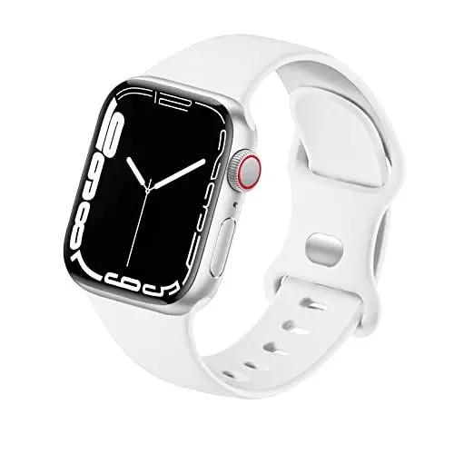 Produktbild: HdanMole Kompatibel mit Apple Watch Armband 38mm 40mm 41mm 42mm 44mm 45mm 46mm, Weiches Silikon Sport Armband Ersatz für iWatch Series 10 9 8 7 6 5 4 3 2 1 SE Herren Damen, Weiß