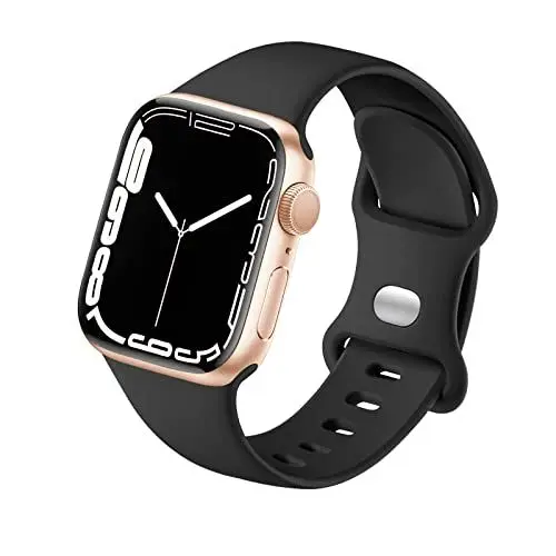 Produktbild: HdanMole Kompatibel mit Apple Watch Armband 38mm 40mm 41mm 42mm 44mm 45mm 46mm, Weiches Silikon Sport Armband Ersatz für iWatch Series 10 9 8 7 6 5 4 3 2 1 SE Herren Damen, Schwarz