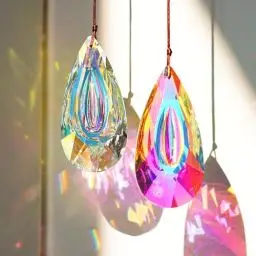Produktbild: HDCRYSTALGIFTS Set 2,89 mm Kristall-Prismen, Sonnenfänger zum Aufhängen von Fenstern, Innen-Kronleuchter, Teile, Regenbogen-Maker für Zuhause, Garten, Dekoration (AB-farbig)