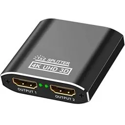 Produktbild: HDMI Splitter Aluminium 4K@60Hz HDMI Verteiler 1 in 2 Out Unterstützt HDCP, 4K, 3D, UHD, 1080P, HDMI Splitter 1 auf 2 für Xbox, PS4, PS3, Roku, Blu-Ray-Player, Firestick, HDTV und Apple TV.