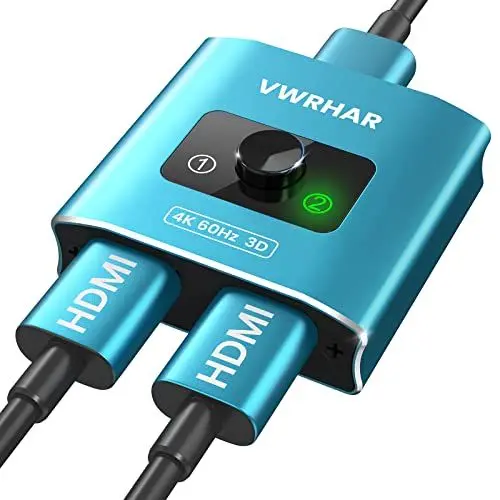 Produktbild: HDMI Switch HDMI Splitter, 4K@60Hz Aluminium Bidirektional HDMI Switch 2 In 1 Out oder 1 In 2 Out HDMI Switcher, HDMI Verteiler Unterstützt HDCP 2.2 4K 3D HDR für Fire TV Stick UHD TV PS5 Xbox DVD