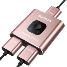 Produktbild: HDMI Splitter HDMI Switch, GANA 4K HDMI Splitter Bidirektionaler 2 In 1 Out oder 1 In 2 Out HDMI Verteiler Manueller HDMI Umschalter unterstützt HD 4K 3D für HD TV/Fire Stick/Xbox/PS3/PS4(Roségold)