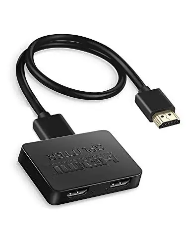 Produktbild: HDMI Splitter mit 3.3Ft HDMI Kabel, 4K HDMI Splitter 1 in 2 Out Gleichzeitig für Monitore Duplizieren/Nur Spiegel, HDMI Verteiler 1 in 2 Out, HDMI Splitter 1 auf 2 Full HD für Xbox, PS4, PS3, Roku