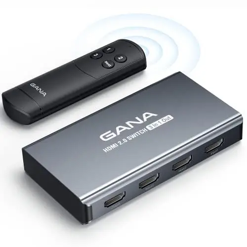 Produktbild: HDMI Switch 3 in 1 Out 4K @ 60Hz, GANA HDMI Splitter mit Fernbedienung, kompatibel mit PS5/4/3 Xbox Nintendo Switch Roku TV Fire Stick