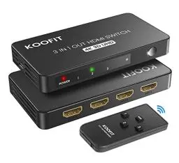 Produktbild: HDMI Switch Automatisch, HDMI Switch 4k HDMI Splitter 3 in 1 Out, HDMI Umschalter mit Fernbedienung, HDMI Verteiler Unterstützt UHD 4K 3D HDR HDCP1.4 für TV Stick Xbox PS4 Blu-Ray DVD
