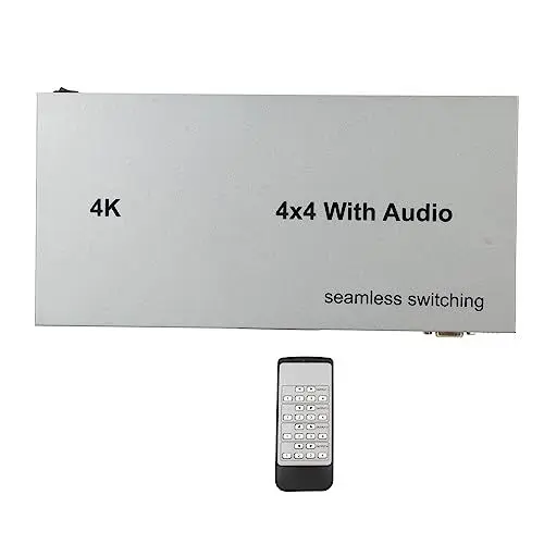 Produktbild: HDMI Video Switcher Splitter, 4 in 4 Out Video Switcher für Windows für OS X für Linux, 4Kx2K 30Hz HDMI Splitter mit Sound Extractor für PC Projektor Laptop (EU-Stecker)