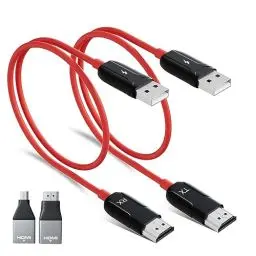Produktbild: HDMI Wireless Transmitter und Receiver, 1080P HDMI Funkübertragung für Streaming Video/Audio übertragung Support 2.4/5GHz, Drahtlos HDMI Extender 165FT/50M für Laptop/PC/Kamera/PS5 zu TV/Monitor（Rot）