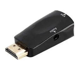Produktbild: Hdmi Auf Klinke 3.5 Adapter, HD 1080P HDMI-Buchse auf VGA-Buchse Konverter Adapter Mit 3,5 mm Audio Klinkenkabel (Schwarz)