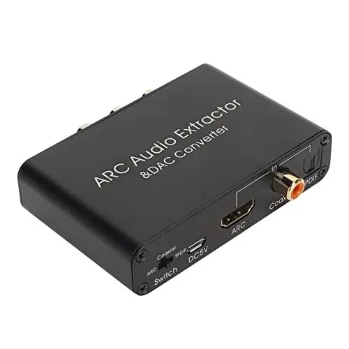 Produktbild: HDMI-Audio-Extraktor, HD-Ausgang ARC-Sound-Extraktor, 192 kHz ARC-Audio-Extraktor Digital-Analog-Audio-Konverter DAC-Konverter für Heimkino-TV