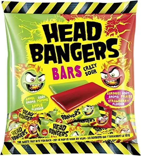 Produktbild: Head Bangers Kaubonbon Bars Crazy Sour, 200 g