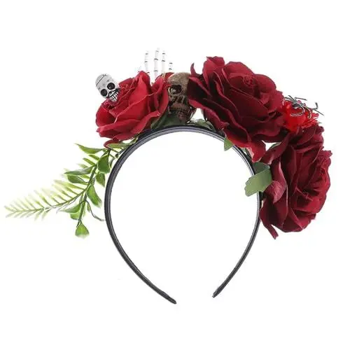 Produktbild: Head Scarf Women Halstuch Baumwolle Schal Damen Halloween Haar Hoop Rose Stirnband Handgemachte Kopfschmuck Floral Stirnbänder Cosplay Haar Damen Schal Grau Schal Light Blue Schal Damen (AL, One Size)