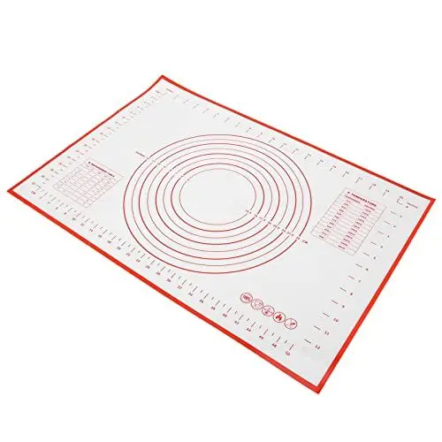 Produktbild: Headerbs Silikon-Backmatte mit Rutschfester Unterseite, Wischfest, BPA-frei, Haftfest, für Familie und Freunde, Wiederverwendbare Theken-Rollmatte, Ideale Teigausrollmatte mit Maß für