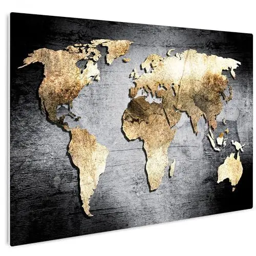 Produktbild: HEALANCY Bilder Weltkarte - Wandbilder Wohnzimmer - Deko Modern - Wanddekoration Schlafzimmer Badezimmer - Kunstdruck Wanddeko Küche - World Map Landkarte Abstrakt