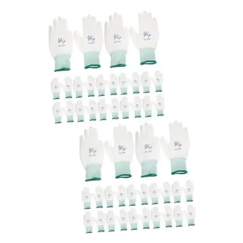 Produktbild: HEALEEP 24 Paare Rutschfeste Pu-handschuhe Strapazierfähige Latexhandschuhe Armhandschuhe Handschuhe Stricken Gorilla-verstand Gartenwerkzeuge Weiß Nylon Fäustlinge Arbeit