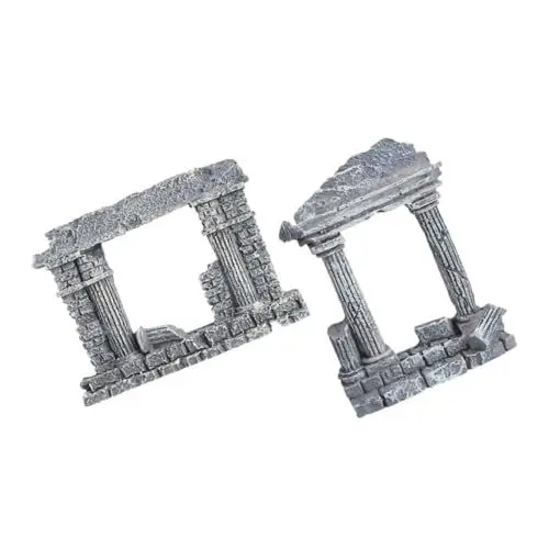 Produktbild: HEALEEP 2st Aquarium Landschaftsbau Ornamente Mini Griechischer Säulenstein Aquariumdekoration Künstliche Römische Säule Aquarium-säulendekoration Moos Harz Zweispaltig
