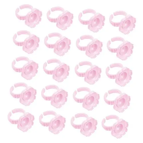 Produktbild: Healeved 100St Wimpernkleber Tasse Kleberinge für Tattoo-Pigmentring diy eyelash extension wimpern verlängerungsset Wimpernkleber Ringe Klebering für Wimpernverlängerung Muster Schürze Rosa