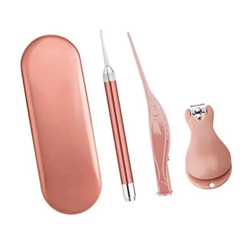 Produktbild: Healeved 1-teiliges Set mit Nagelknipsern Nagelfeile und Ohrfeile Nagelpflegewerkzeug für Jungen und Mädchen Roségold Einfach Zu Verwenden