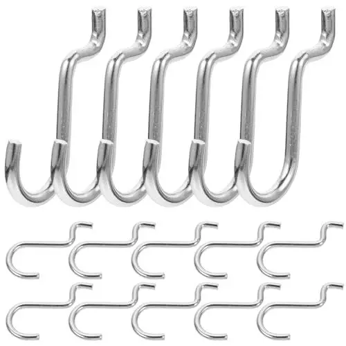 Produktbild: Healeved 20 Stück Lochplattenhaken Strapazierfähige Kleiderbügel Für Kleidung Lochplatten-Displayhaken Lochplattenhaken Schmuckeisen Flach Silber