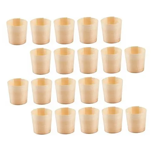 Produktbild: Healeved 20st Tasse Papierbecher Zuckerrohrbecher Partybecher Vorspeisenbecher Mini Pappbecher Getränkebehälter Saft-milch-wasser-becher Eisbecher Dipbecher Holz Wiederverwendbar