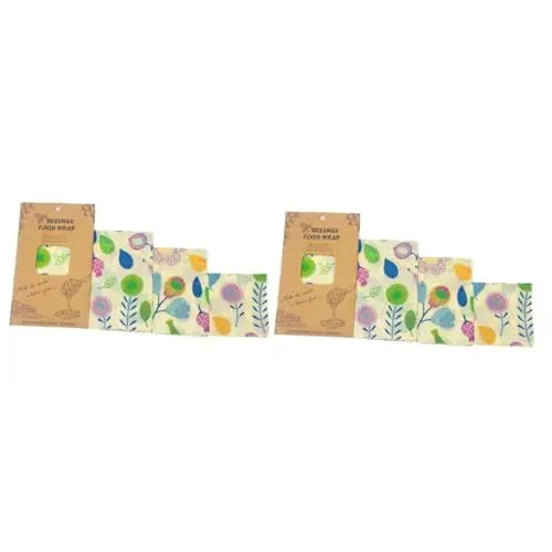Produktbild: Healeved 2 Sätze 2 Sets Bienenwachsfolie Lebensmittelkonservierungstücher Wiederverwendbare Lebensmittelverpackungen Wiederverwendbare Sandwich Beutel Lebensmittelverpackung 3 Stück * 2