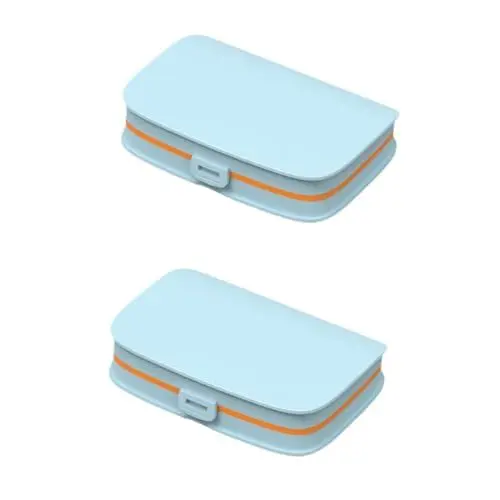 Produktbild: Healeved 2 Stk tragbarer Pillenbehälter Boxen und Organizer am Uhr Tablettenaufbewahrungsset Reisemedizin-Organizer-Etui tragbarer Koffer tragbare pillendose pocket pharmacy box Blue