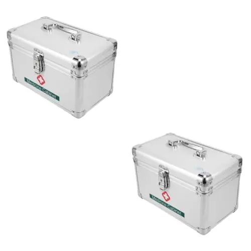 Produktbild: Healeved 2stücke Große Medikamentenbox Für Zuhause Tragbare Notfall-medizinbox Mit Großem Stauraum Für Reisen Camping Picknicks Wasserdichte Aufbewahrung Sicherer Verschluss Vielseitig