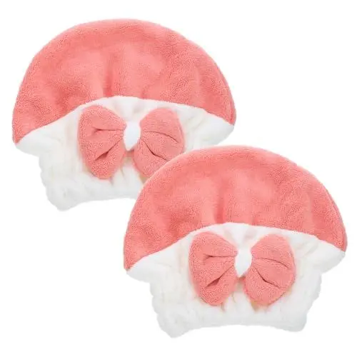 Produktbild: Healeved 2 Stücke Haartrocknungskappe Saugfähig Schnell Trocken Hut Haar Turban Handtuch Für Frauen Reisen Fitnessstudio Verwenden