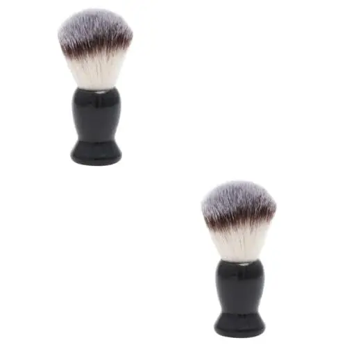 Produktbild: Healeved 2st Nylonbürste Gesichts-dachs-pinsel Bärte Bürsten Bartbürste Tragbare Bürste Bartschneidebürste Beauty-rasierpinsel Rasierschaumpinsel Haar Rasierpinsel Make-up Pinsel Black